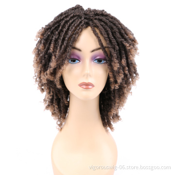 Twist Suppilier Locs Cheap Price African Crochet Brown Short Bob Glueless Braided Wigs For Black Women
